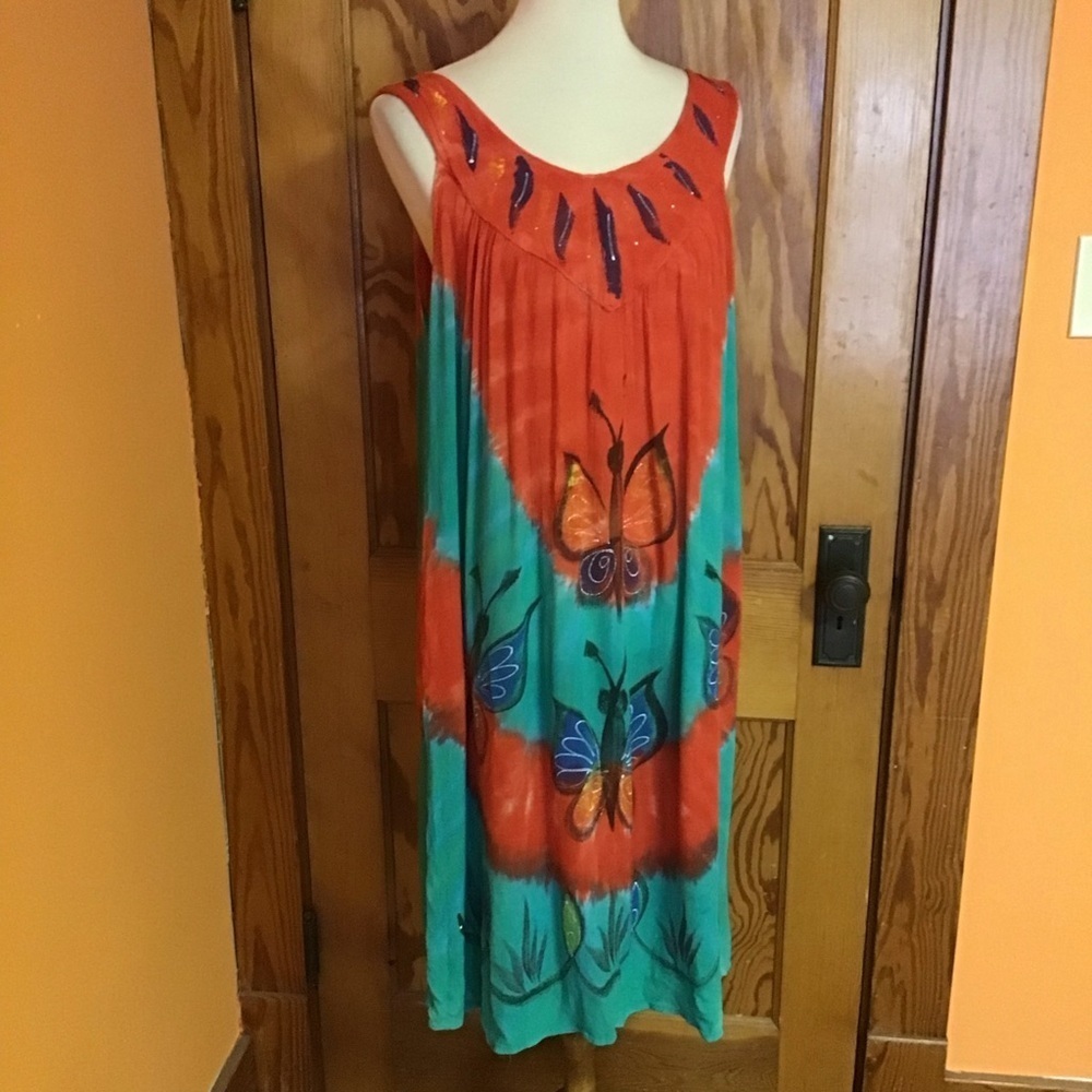 Vintage 90s butterfly mumu dress - Picture 5 of 8